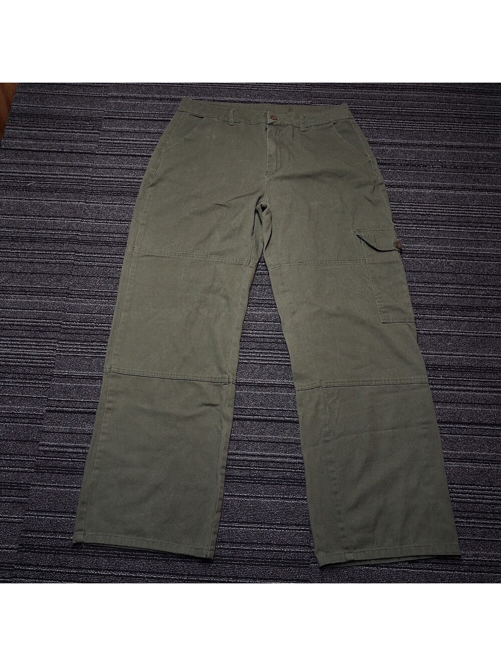 Olive Green Cargo Pants Mens XL Cotton Utility Relaxed Fit Hiking Work Outdoor